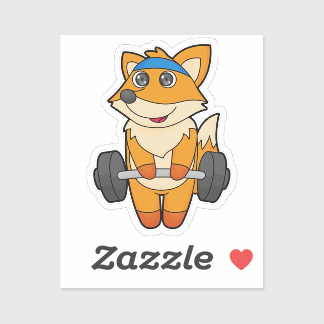 Fox in Fitness mit Barbell Aufkleber (Blatt)
