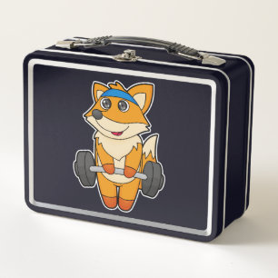 Fox in Fitness mit Barbell Metall Brotdose