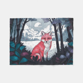 Fox in Forest Clearing Fleece Blanket