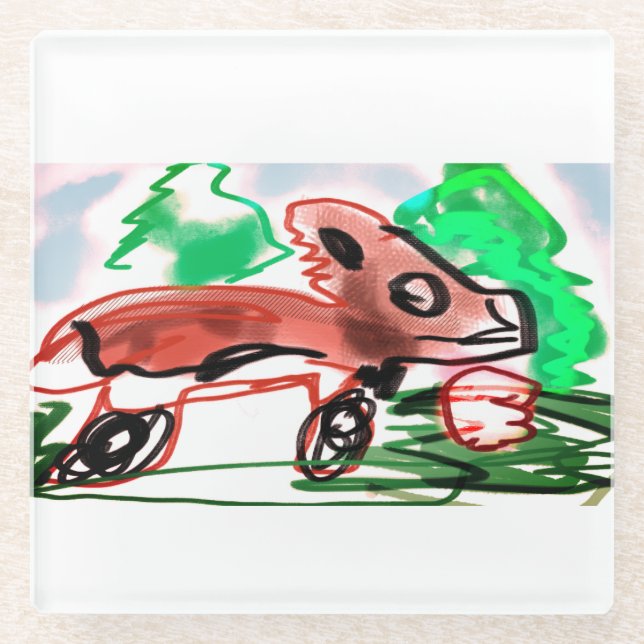 Fox in Frühjahr Glasuntersetzer (Vorderseite)