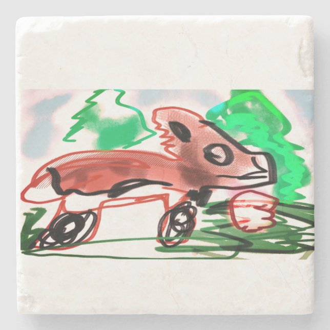 Fox in Frühjahr Steinuntersetzer (Vorderseite)