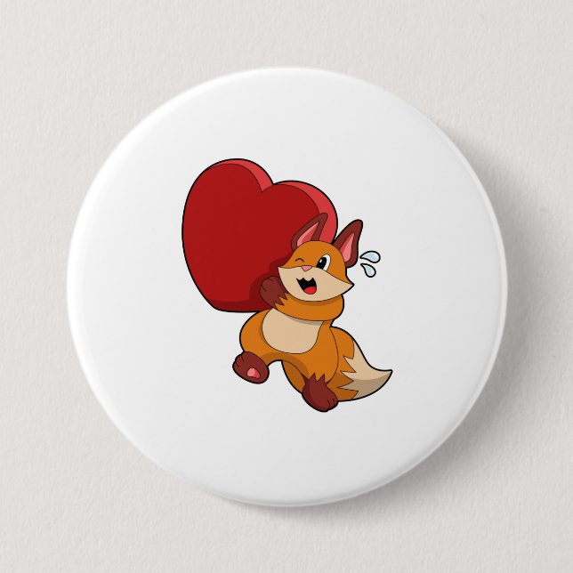 Fox in Liebe mit Herz Button (Vorderseite)