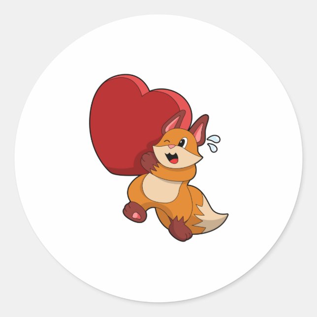 Fox in Liebe mit Herz Runder Aufkleber (Vorderseite)