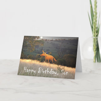 Fox in Mondlicht, Happy Birthday Son, Spaß. Karte