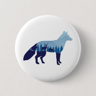 Fox in Mountain Forest T - Shirt Trucker Hat Button
