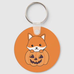 Fox in Pumpkin Sweet Foxes Happy Halloween Keychai Schlüsselanhänger