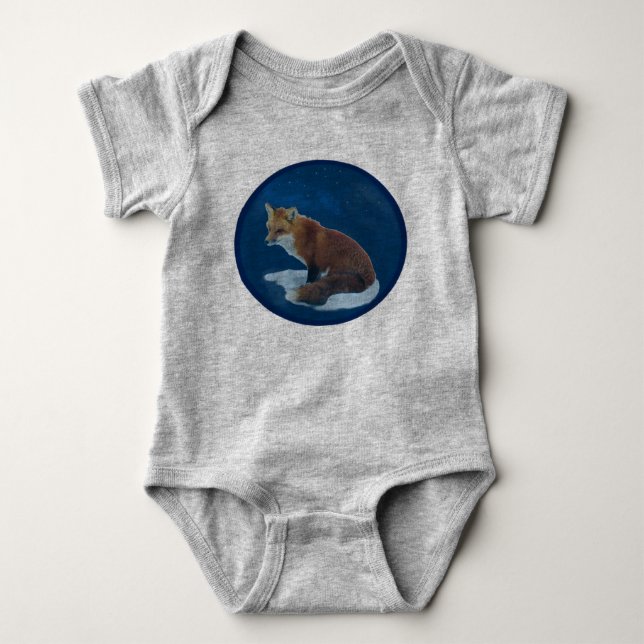 Fox in Snow Baby Bodysuit Baby Strampler (Vorderseite)