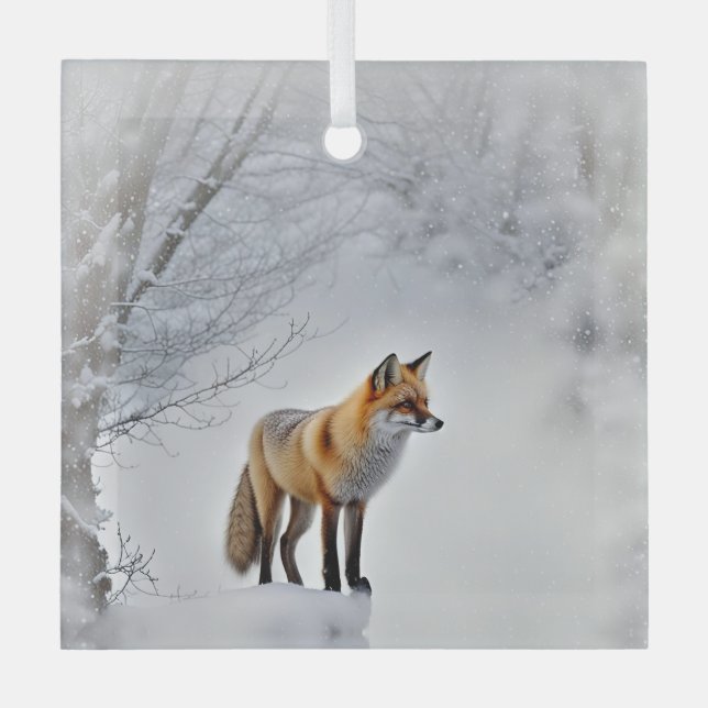 Fox in Snow Wildlife Schöne Weihnachten Ornament Aus Glas (Vorderseite)