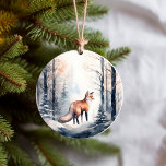 Fox in Snowy Winter Wald Tiere Keramik Ornament<br><div class="desc">Hübsche Aquarellbilder in einem schneebedeckten Winterwald. Ideal für Ihren Waldurlaub oder Ihre Hütte im Wald.</div>
