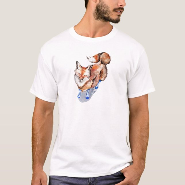 Fox in Socken T-Shirt (Vorderseite)