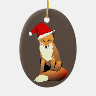 Fox in Weihnachtsmannmütze Keramik Ornament