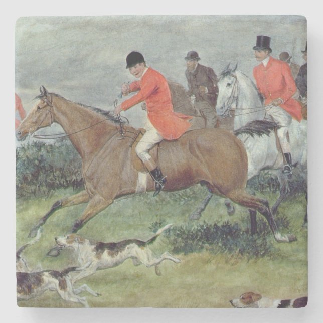 Fox-Jagd in Surrey, 19. Jahrhundert Steinuntersetzer (Vorderseite)