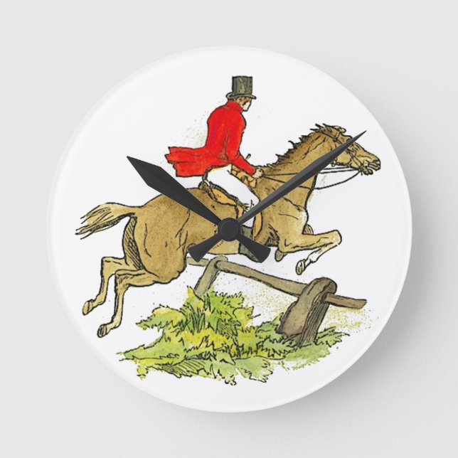 Fox-Jagd-Jäger-Pullover-Reiten Runde Wanduhr (Vorderseite)