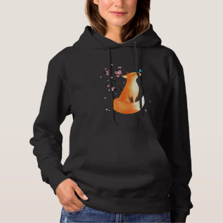 Fox Japanese Cherry Blossom Blume Vintag Hoodie