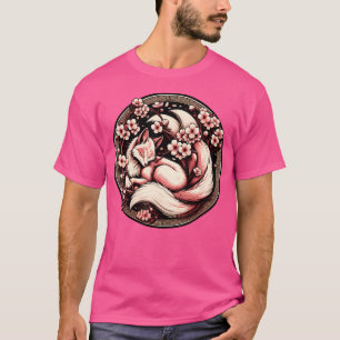 Fox Japanese Nine Tegelfox Cherry Blossom Blume T-Shirt