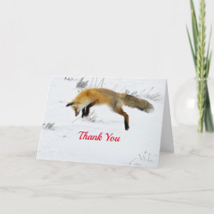 Fox Jumping Carte de remerciements photo de neige