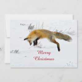 Fox Jumping Snow Foto Weihnachtsflat Feiertagskarte