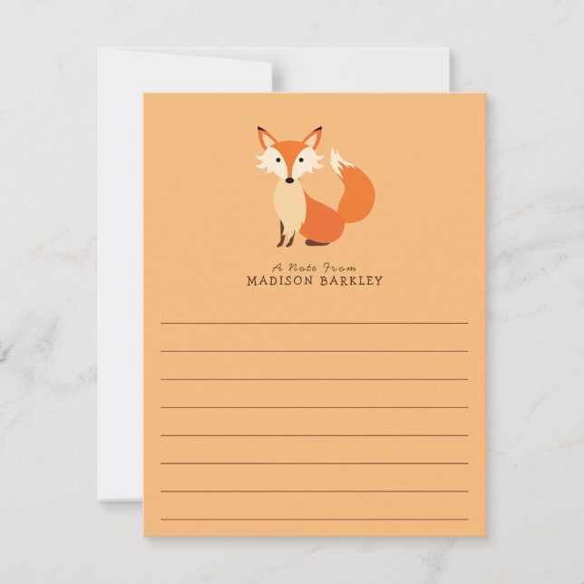 Fox Kid's Niedliche Flachstandskarte Dankeskarte (Vorderseite)