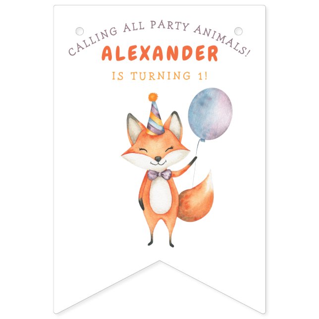 Fox Kindergeburtstag Party Wimpelkette (Erste Fahne)