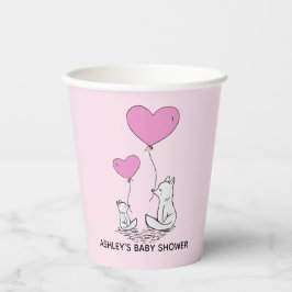 Fox Kit Herzblasen Design Paper Cups Pappbecher