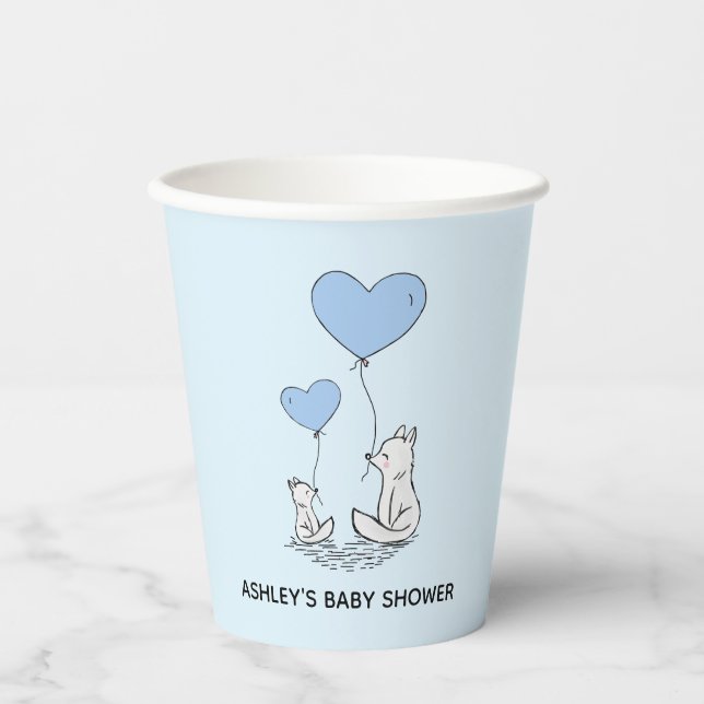 Fox Kit Herzblasen Design Paper Cups Pappbecher (Vorderseite)