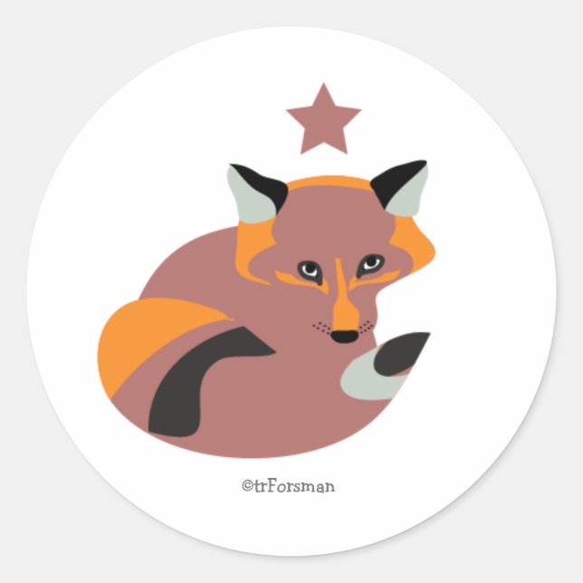 Fox-Kit mit Weihnachtssternaufkleber.v2 Runder Aufkleber (Vorderseite)