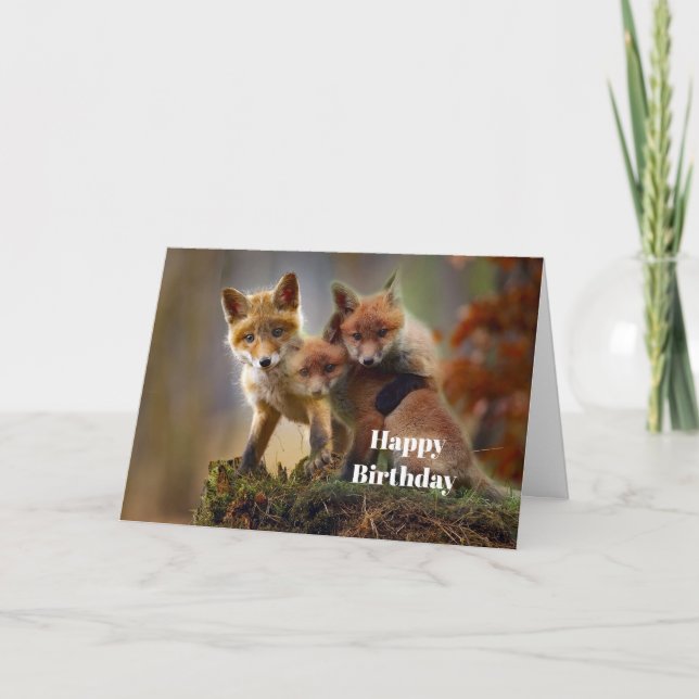 Fox Kits Foto Birthday Karte (Vorderseite)
