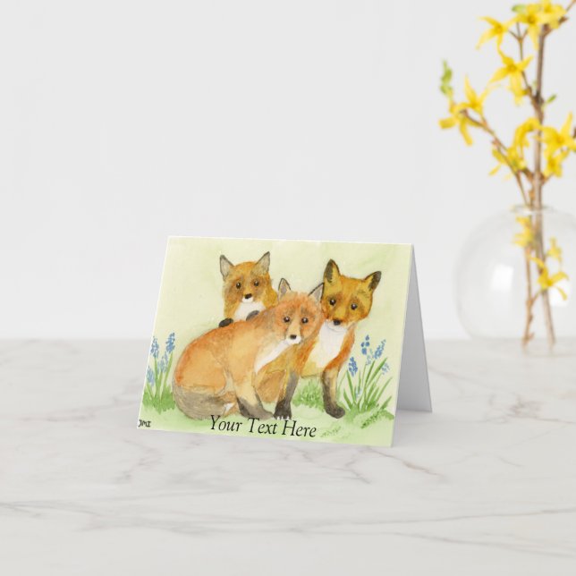 Fox Kits Karte (Gelbe Blume)