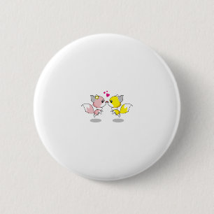 Fox Liebe Kiss Animal Niedlich Cartoon Design Funn Button