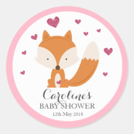 Fox Liebe Pink Babydusche Aufkleber 