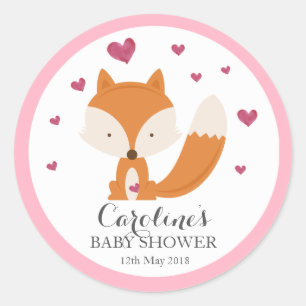 Fox Liebe Pink Babydusche Aufkleber 