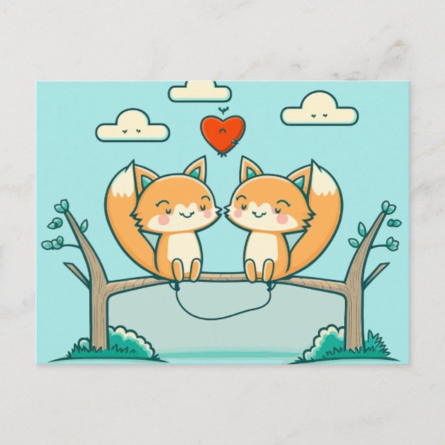 Fox-Liebe-Postkarte Postkarte (Vorderseite)