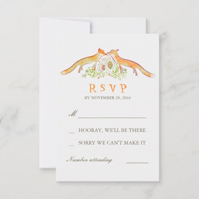 Fox Liebe Wedding RSVP Cards Karte (Vorderseite)