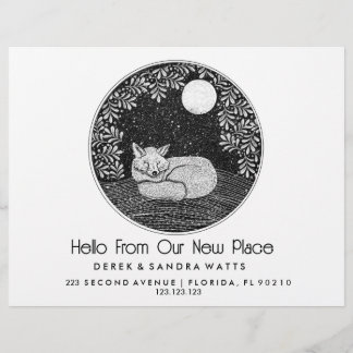 Fox Lino Style Change of Address Card | Hand-Drawn Flyer