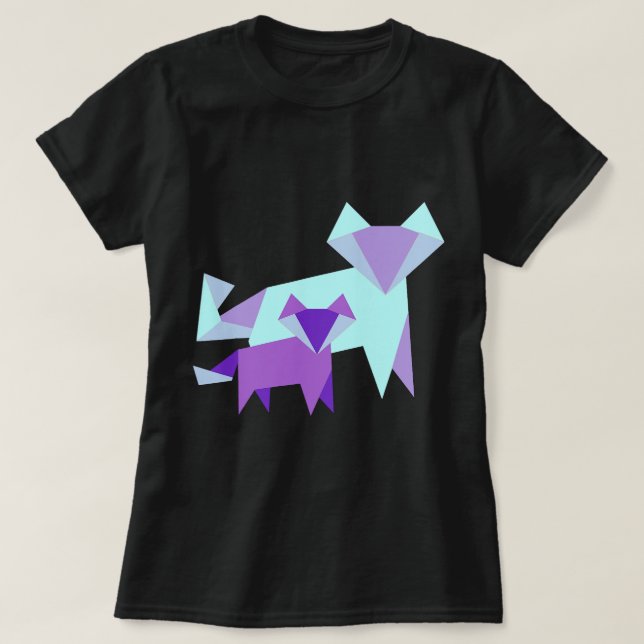 Fox Lover Cool schauend Mutter Fox Niedlich Origam T-Shirt (Design vorne)