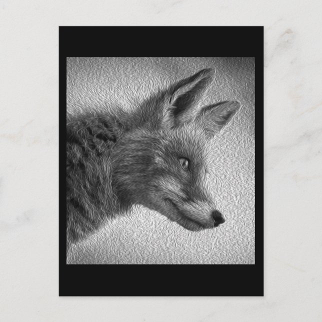 FOX-MALERIERUNG STIL SCHWARZ UND WEISS POSTKARTE (Vorderseite)