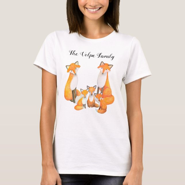 Fox Mama Vater Kinder Niedlicher Red Fux Custom Fa T-Shirt (Vorderseite)