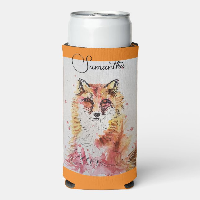 Fox mignonne rouge aquarelle peinture Glacière d'a (Seltzer Recto)
