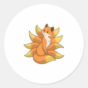 Fox mit 9 Fox-Schwänzen Runder Aufkleber