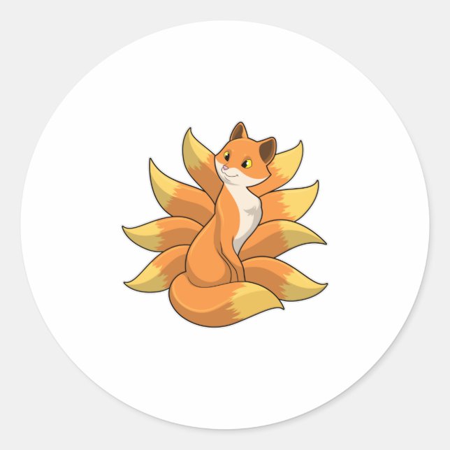 Fox mit 9 Fox-Schwänzen Runder Aufkleber (Vorderseite)