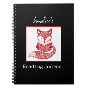 Fox mit Book Personalisiert Reading Notebook Notizblock