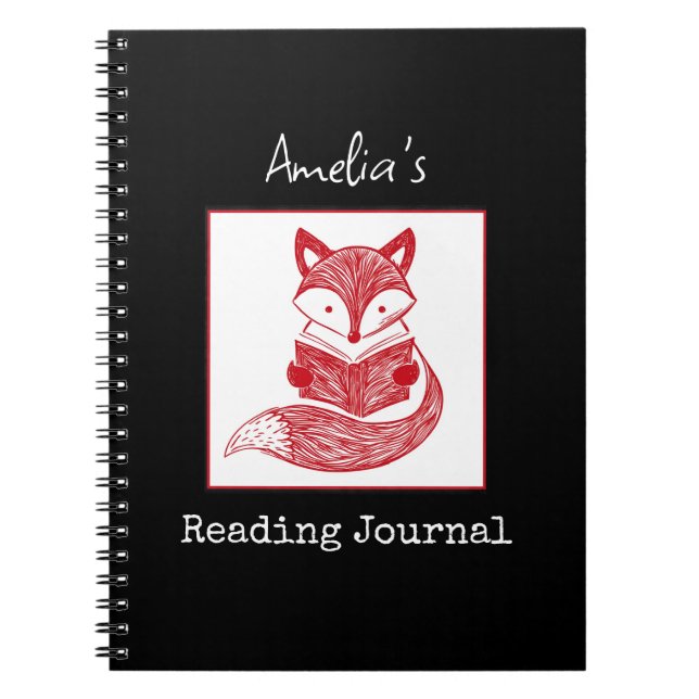 Fox mit Book Personalisiert Reading Notebook Notizblock (Vorderseite)