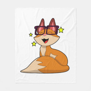 Fox mit Brille Fleecedecke