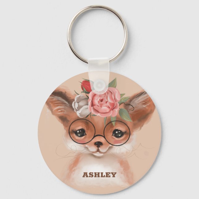 Fox mit Brille-Schlüsselanhänger Schlüsselanhänger (Vorderseite)
