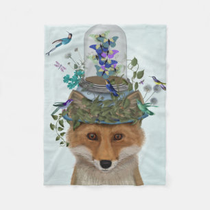 Fox mit Butterfly Bell Jar Fleecedecke