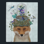Fox mit Butterfly Bell Jar Puzzle<br><div class="desc">Fox mit Butterfly Bell Jar von Fab Funky.  Ein Fuchs mit Schmetterlingen und Vögeln auf seinem Kopf. | 191923D</div>