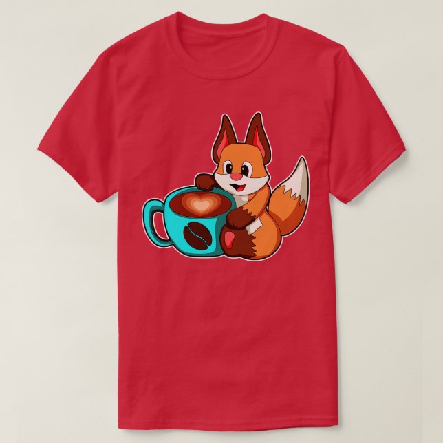 Fox mit Cup of Coffee 1 T-Shirt (Design vorne)