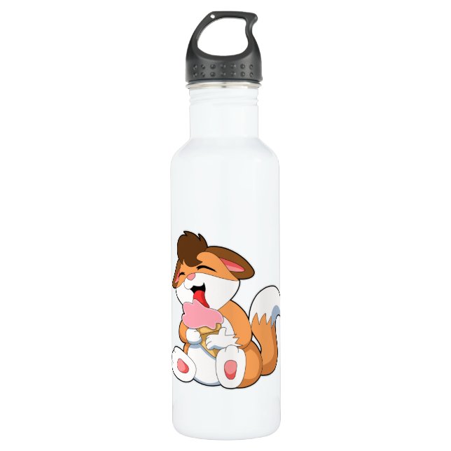 Fox mit Erdbeereis Edelstahlflasche (Vorderseite)