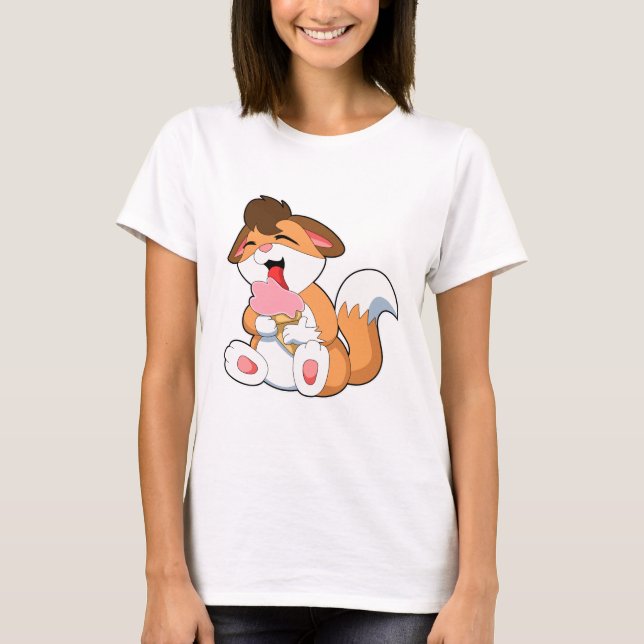 Fox mit Erdbeereis T-Shirt (Vorderseite)