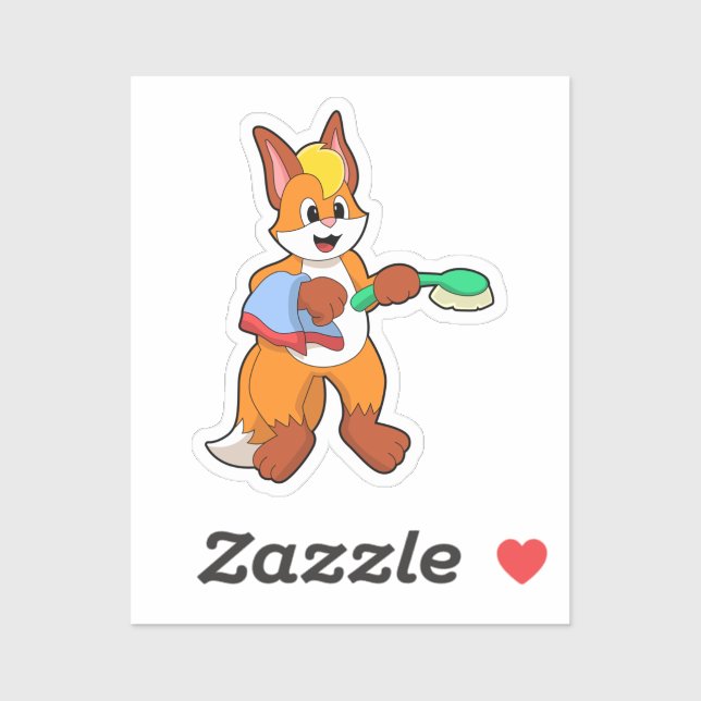 Fox mit Handtuch und Brush Aufkleber (Blatt)